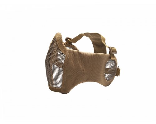 Metal mesh mask with cheek pads and ear protection, Tan-1