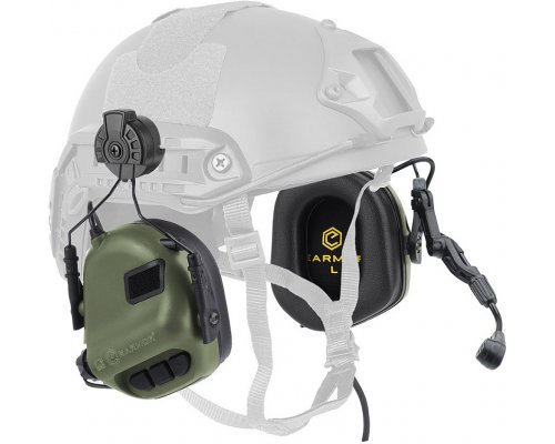 Earmor M32H Active noise reduction headset for ARC rails - Olive -1
