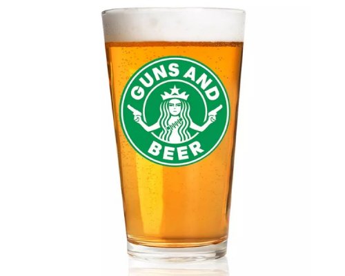GUNS AND BEER Pint glass-1