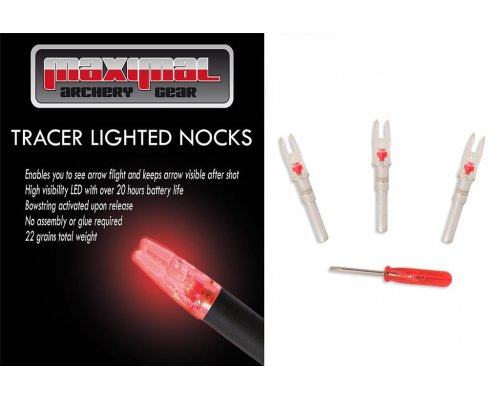 Maximal LIGHTED NOCKS S-SIZE - ID6.2MM - RED 3/PK-1