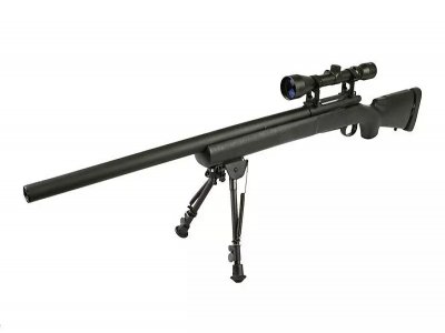 SW-04 Sniper rifle Airsoft replica with scope and bipod - Black-1