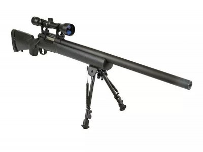 SW-04 Sniper rifle Airsoft replica with scope and bipod - Black-2