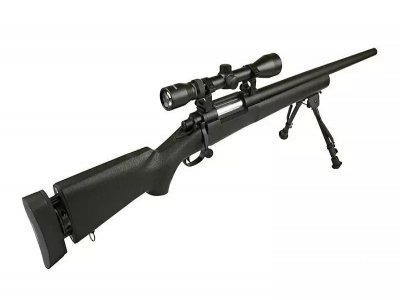 SW-04 Sniper rifle Airsoft replica with scope and bipod - Black-4