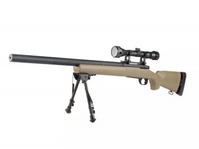 SW-04J Army sniper rifle Airsoft replica with scope and bipod - Tan-1