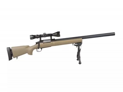 SW-04J Army sniper rifle Airsoft replica with scope and bipod - Tan-2