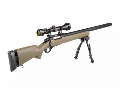 SW-04J Army sniper rifle Airsoft replica with scope and bipod - Tan-3