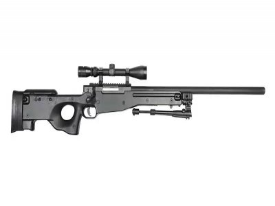 Warrior I sniper rifle Airsoft replica with scope and bipod - black-2