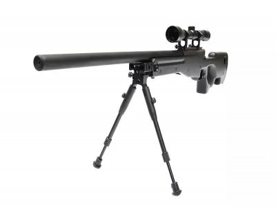Warrior I sniper rifle Airsoft replica with scope and bipod - black-1
