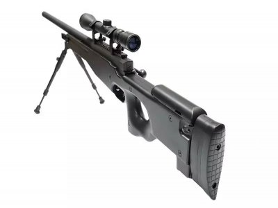 Warrior I sniper rifle Airsoft replica with scope and bipod - black-3