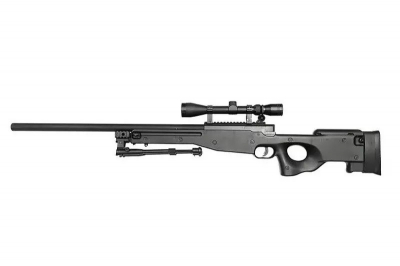 Warrior I sniper rifle Airsoft replica with scope and bipod - black-1